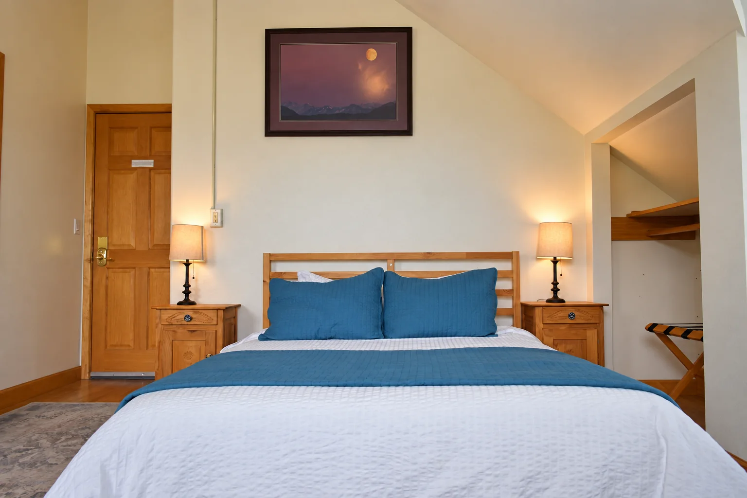 First queen bed in Mt. Hunter Room