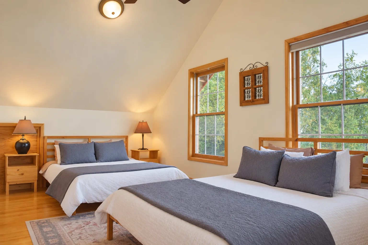 Two queen beds in Mt. Foraker Room at Denali Overlook Inn