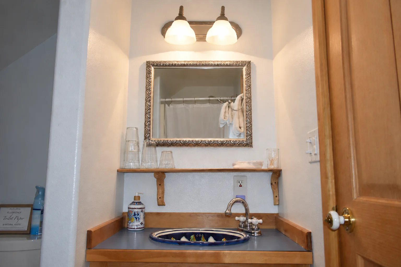 Sink and amenities in the Mt. Foraker Room bathroom